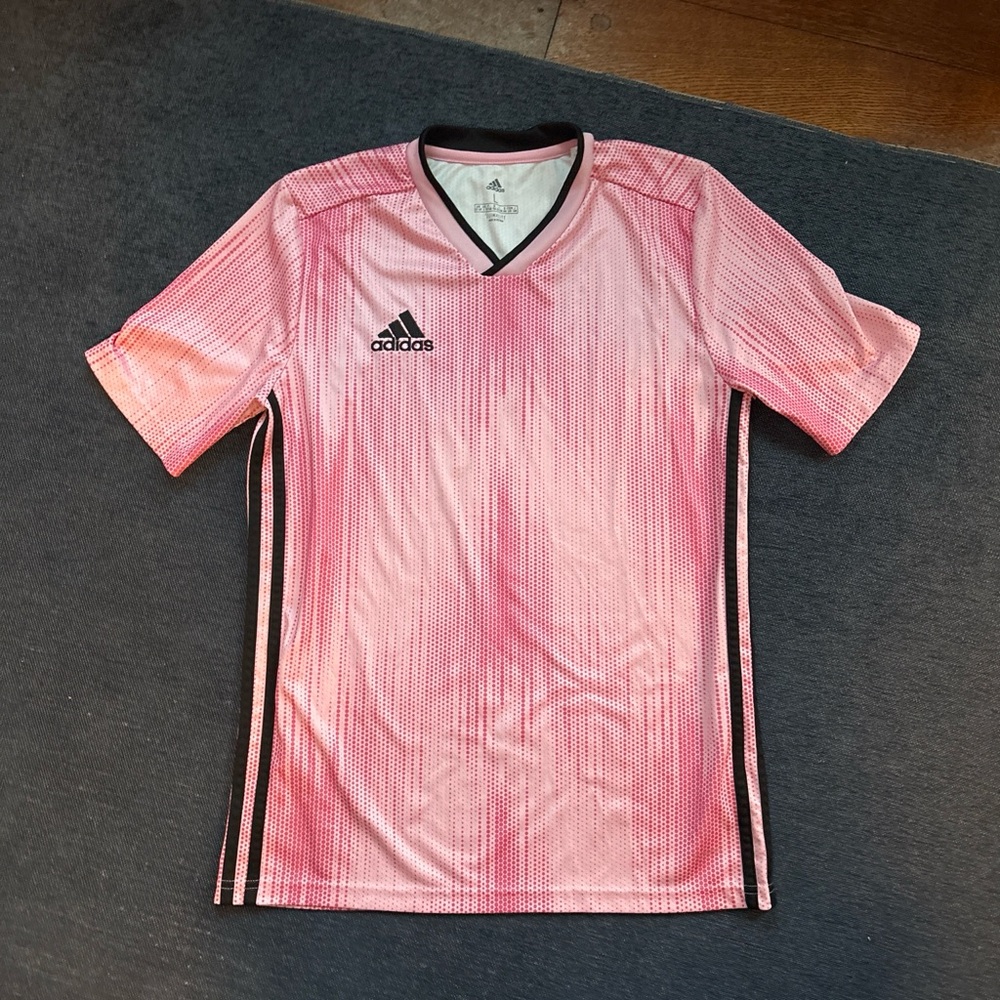 Adidas Kids Pink and Black Soccer Jersey